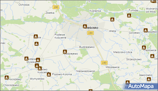 mapa Budziejewko, Budziejewko na mapie Targeo