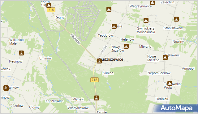 mapa Budziszewice powiat tomaszowski, Budziszewice powiat tomaszowski na mapie Targeo