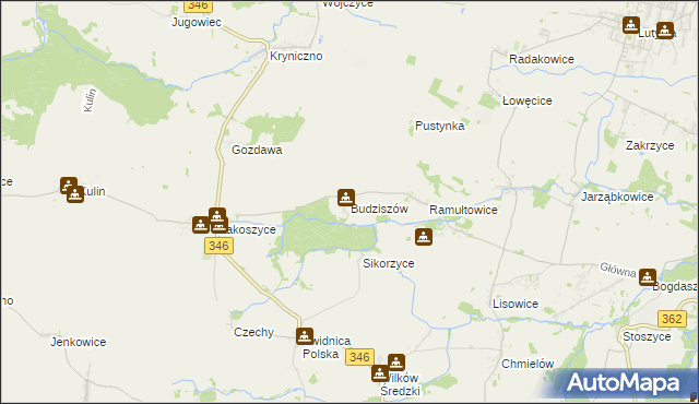 mapa Budziszów gmina Kostomłoty, Budziszów gmina Kostomłoty na mapie Targeo