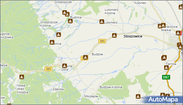 mapa Budzów gmina Stoszowice, Budzów gmina Stoszowice na mapie Targeo