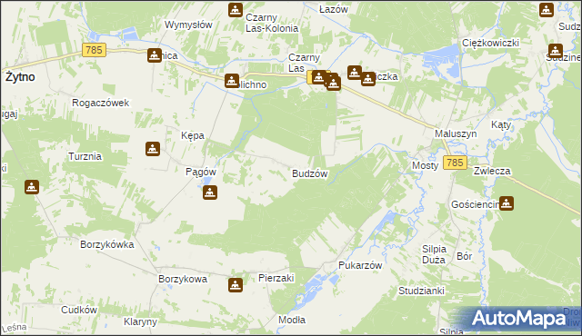 mapa Budzów gmina Żytno, Budzów gmina Żytno na mapie Targeo