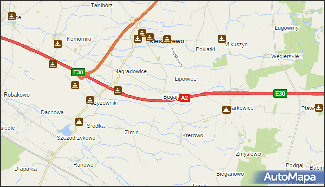 mapa Bugaj gmina Kleszczewo, Bugaj gmina Kleszczewo na mapie Targeo