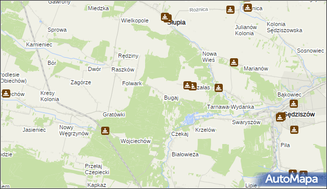 mapa Bugaj gmina Sędziszów, Bugaj gmina Sędziszów na mapie Targeo