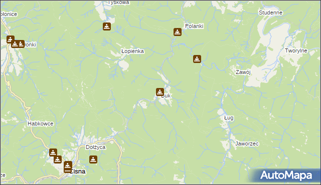 mapa Buk gmina Cisna, Buk gmina Cisna na mapie Targeo