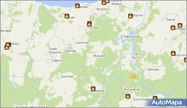 mapa Bukowa gmina Smołdzino, Bukowa gmina Smołdzino na mapie Targeo