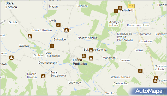 mapa Bukowice-Kolonia, Bukowice-Kolonia na mapie Targeo