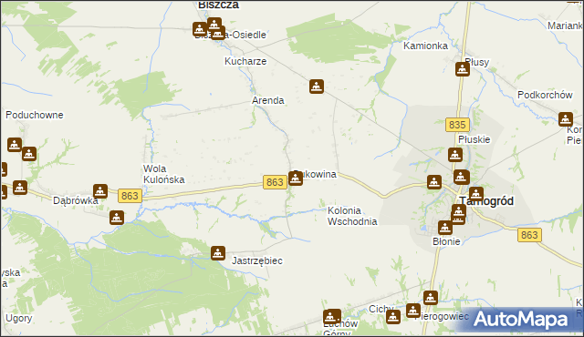 mapa Bukowina gmina Biszcza, Bukowina gmina Biszcza na mapie Targeo