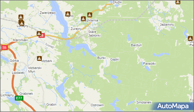 mapa Buńki, Buńki na mapie Targeo