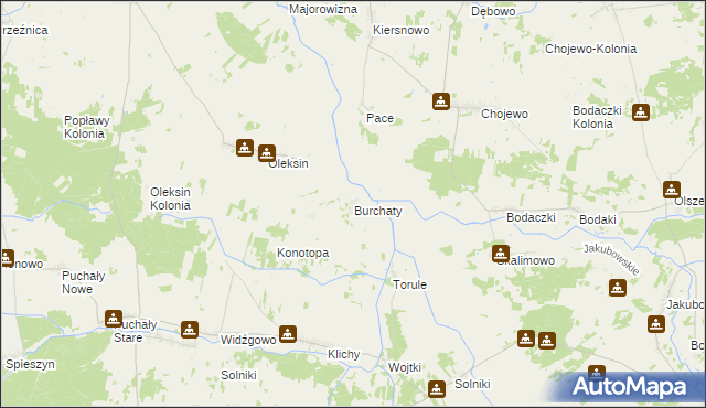 mapa Burchaty, Burchaty na mapie Targeo