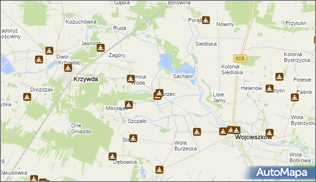 mapa Burzec, Burzec na mapie Targeo