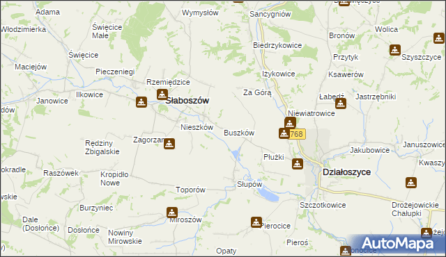 mapa Buszków, Buszków na mapie Targeo