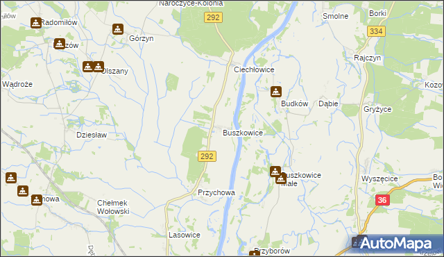 mapa Buszkowice gmina Ścinawa, Buszkowice gmina Ścinawa na mapie Targeo