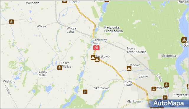 mapa Buszkowo gmina Koronowo, Buszkowo gmina Koronowo na mapie Targeo