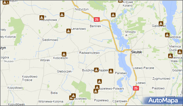 mapa Buszkowo gmina Skulsk, Buszkowo gmina Skulsk na mapie Targeo