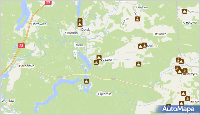 mapa Buszów gmina Lubiszyn, Buszów gmina Lubiszyn na mapie Targeo