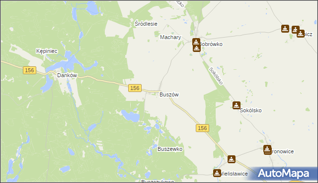 mapa Buszów gmina Strzelce Krajeńskie, Buszów gmina Strzelce Krajeńskie na mapie Targeo