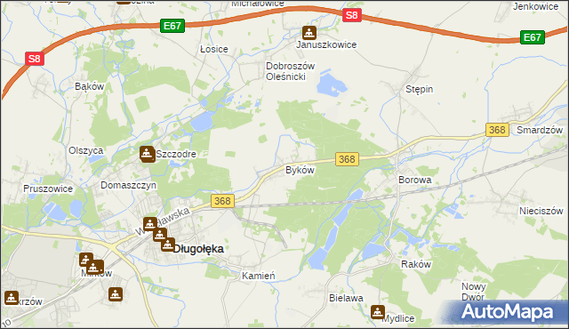 mapa Byków, Byków na mapie Targeo