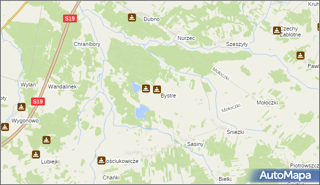 mapa Bystre gmina Boćki, Bystre gmina Boćki na mapie Targeo