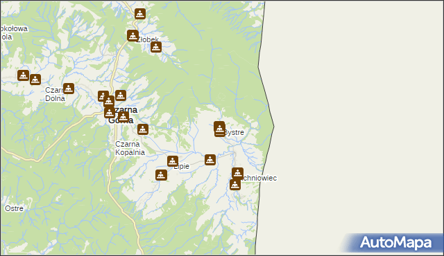 mapa Bystre gmina Czarna, Bystre gmina Czarna na mapie Targeo