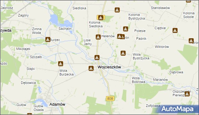 mapa Bystrzyca gmina Wojcieszków, Bystrzyca gmina Wojcieszków na mapie Targeo