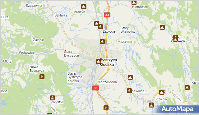 mapa Bystrzyca Kłodzka, Bystrzyca Kłodzka na mapie Targeo