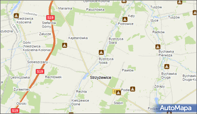 mapa Bystrzyca Nowa, Bystrzyca Nowa na mapie Targeo