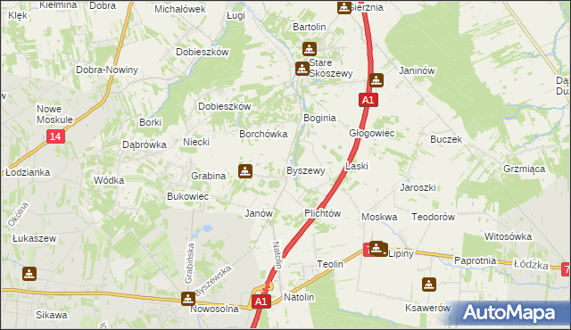 mapa Byszewy, Byszewy na mapie Targeo