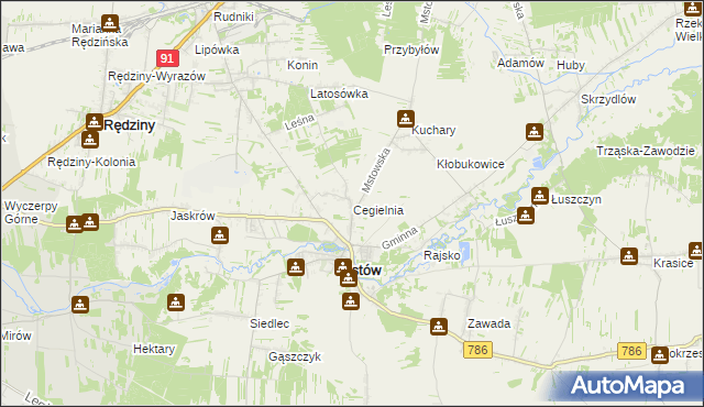 mapa Cegielnia gmina Mstów, Cegielnia gmina Mstów na mapie Targeo