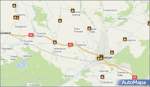 mapa Cegielnia gmina Wołczyn, Cegielnia gmina Wołczyn na mapie Targeo