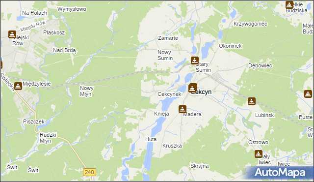 mapa Cekcynek, Cekcynek na mapie Targeo