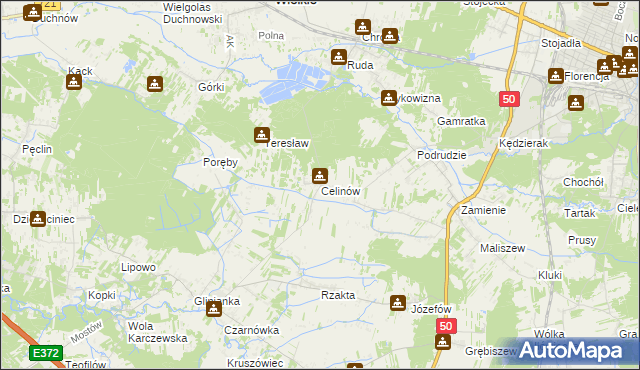 mapa Celinów gmina Dębe Wielkie, Celinów gmina Dębe Wielkie na mapie Targeo