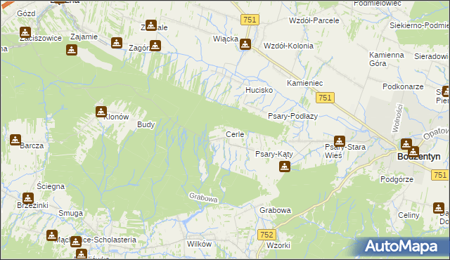 mapa Cerle, Cerle na mapie Targeo