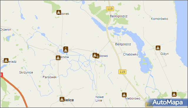 mapa Chabowo, Chabowo na mapie Targeo