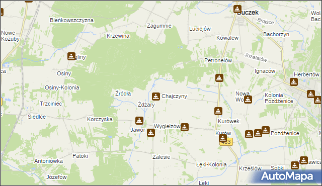 mapa Chajczyny, Chajczyny na mapie Targeo
