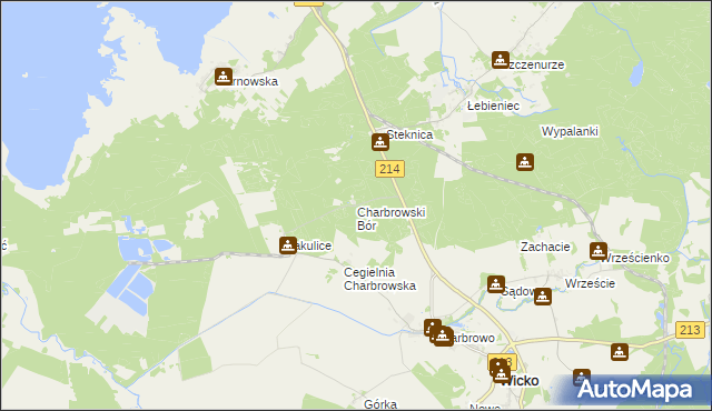 mapa Charbrowski Bór, Charbrowski Bór na mapie Targeo