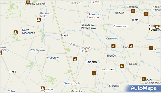 mapa Chąśno Drugie, Chąśno Drugie na mapie Targeo