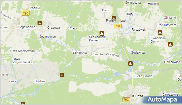 mapa Chechło gmina Klucze, Chechło gmina Klucze na mapie Targeo