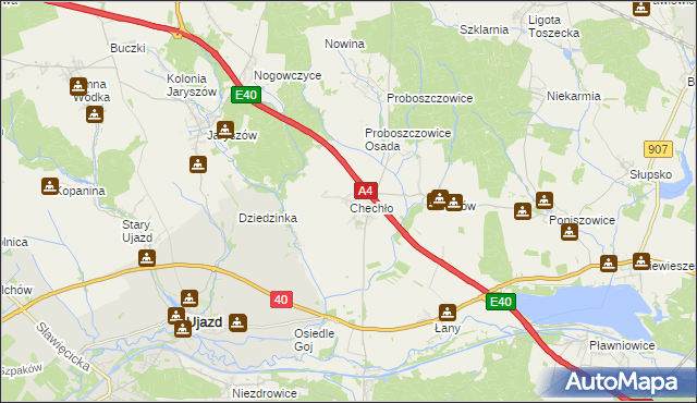 mapa Chechło gmina Rudziniec, Chechło gmina Rudziniec na mapie Targeo