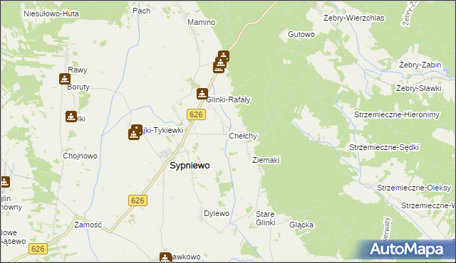 mapa Chełchy gmina Sypniewo, Chełchy gmina Sypniewo na mapie Targeo