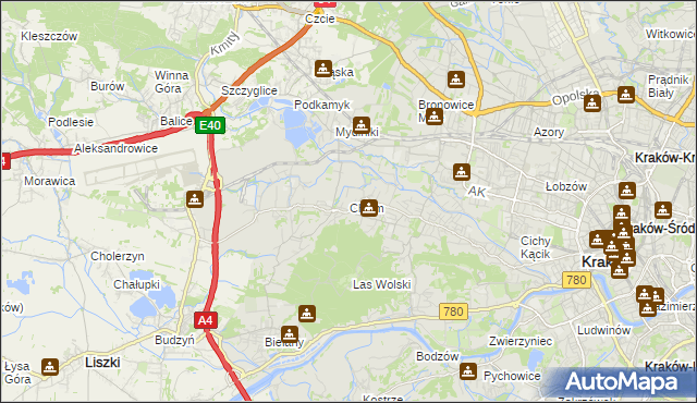 mapa Chełm gmina Kraków, Chełm gmina Kraków na mapie Targeo