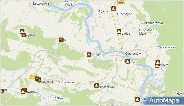 mapa Chełm gmina Rudna, Chełm gmina Rudna na mapie Targeo