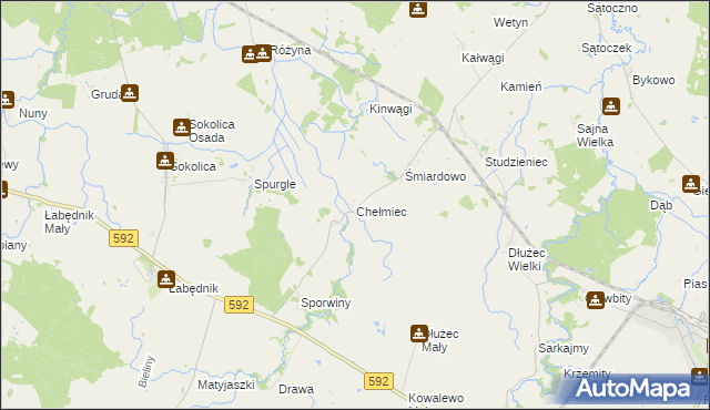 mapa Chełmiec gmina Sępopol, Chełmiec gmina Sępopol na mapie Targeo