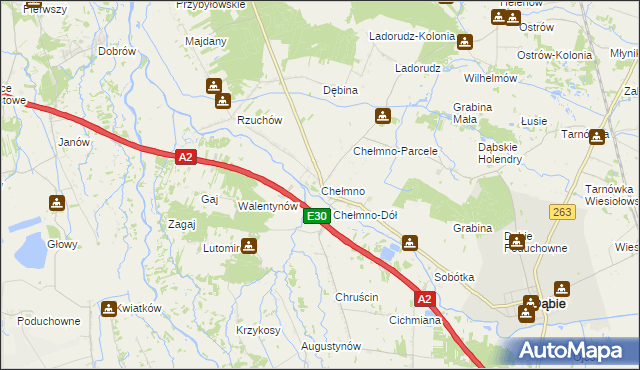 mapa Chełmno gmina Dąbie, Chełmno gmina Dąbie na mapie Targeo