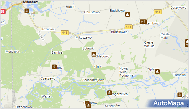 mapa Chlebowo gmina Miłosław, Chlebowo gmina Miłosław na mapie Targeo