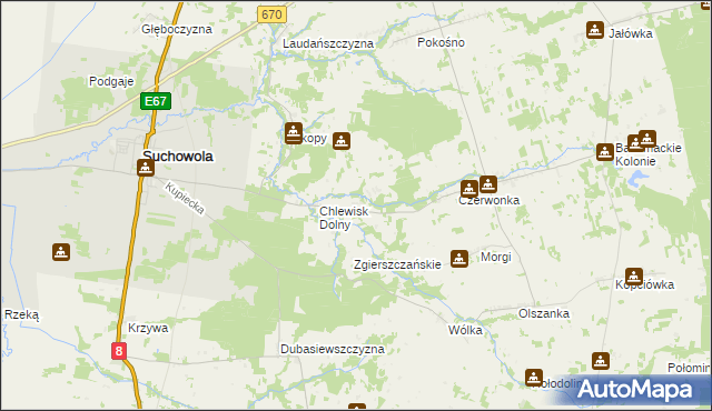 mapa Chlewisk Górny, Chlewisk Górny na mapie Targeo