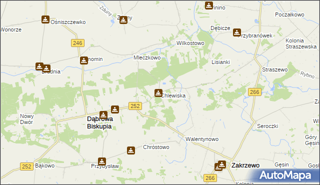 mapa Chlewiska gmina Dąbrowa Biskupia, Chlewiska gmina Dąbrowa Biskupia na mapie Targeo