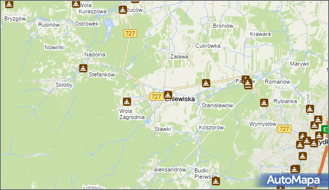 mapa Chlewiska powiat szydłowiecki, Chlewiska powiat szydłowiecki na mapie Targeo