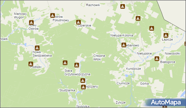 mapa Chłodne Włóki, Chłodne Włóki na mapie Targeo