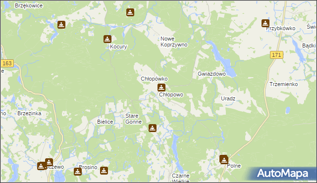 mapa Chłopowo gmina Barwice, Chłopowo gmina Barwice na mapie Targeo