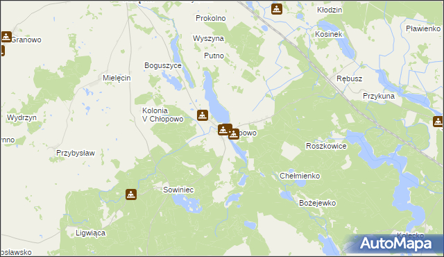 mapa Chłopowo gmina Krzęcin, Chłopowo gmina Krzęcin na mapie Targeo